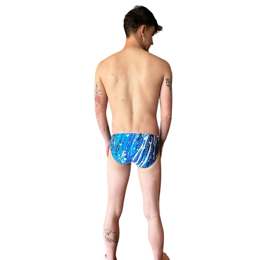 Men's Nike Performance Swim Brief Blue Paint Splash Size 30